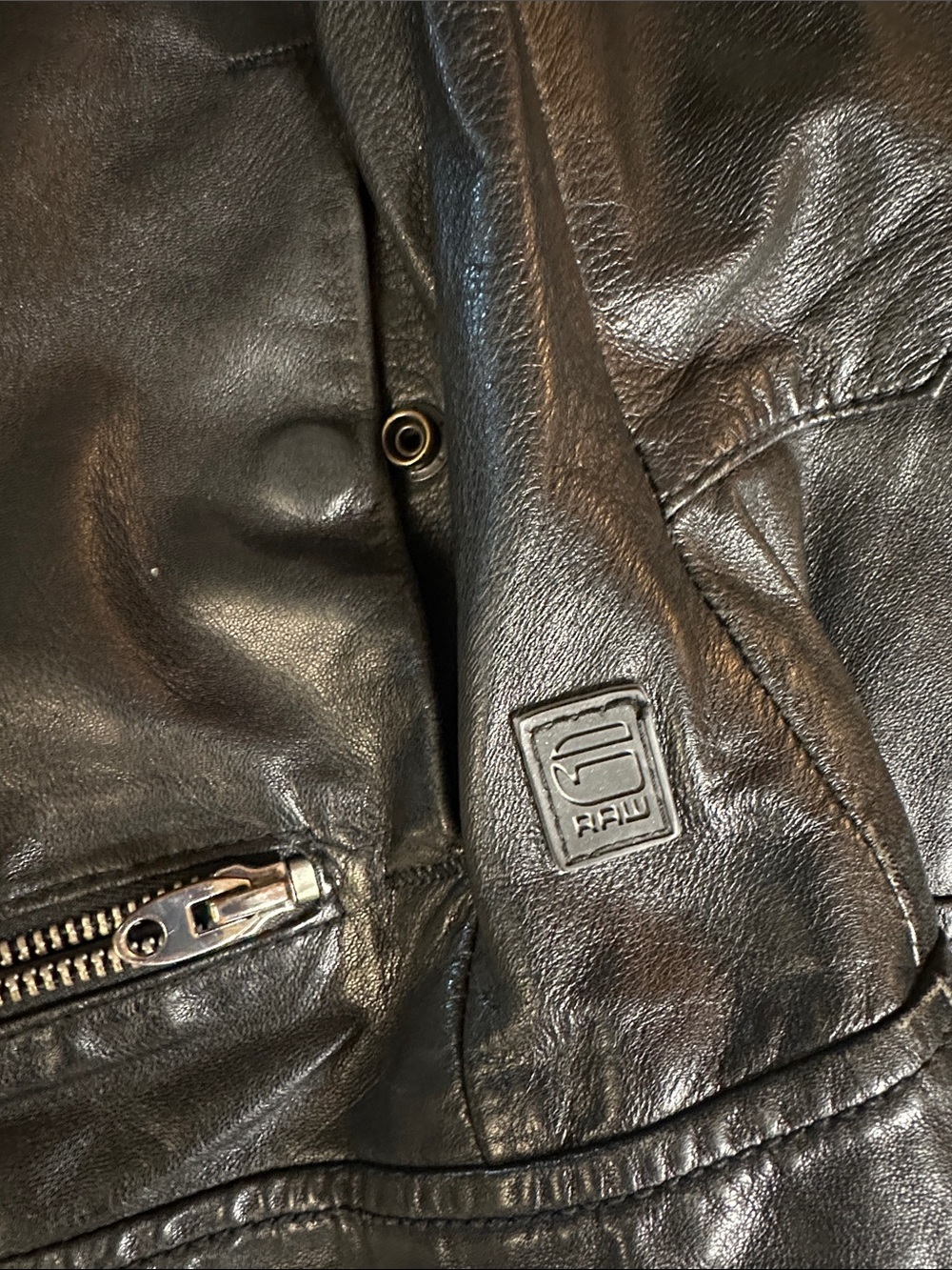 G Star Raw Black Leather Jacket with Snap Collar small - Picture 4 of 6
